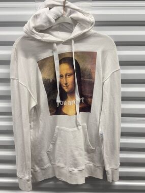 Mighty Fine White Mona Lisa 'You Are Art' Graphic Hoodie